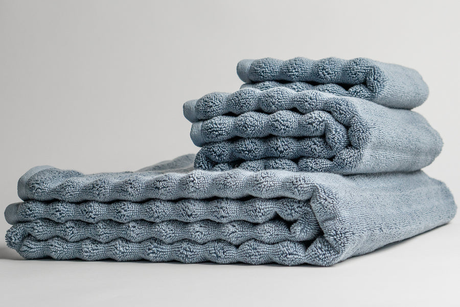 Antimicrobial Nutrl Home Blue Bath Towel Set Supima Cotton Polygiene Silver